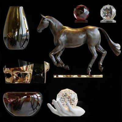 现代花瓶 马雕塑 装饰摆件